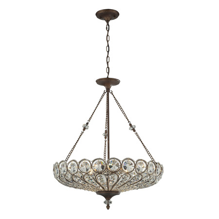 ELK LIGHTING Christina 6-Light Convertible Dual Mount in Mocha with Crystal 12025/6
